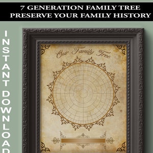 7 Generation Blank Custom Printable Family Tree - Genealogy Template, INSTANT DOWNLOAD, Genealogy Print, Ancestry Chart - Just Add Names