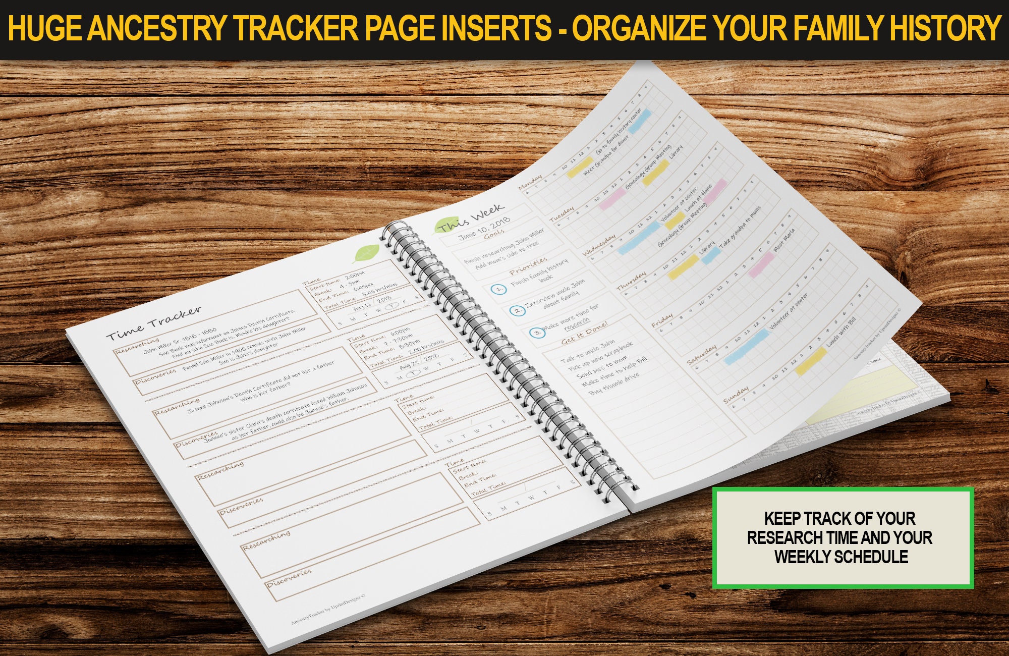 Genealogy Tracker HALF Letter Size Ancestry Planner Insert Pages Printable  With Family Tree Pages, Organizer, Scheduler and Much More 