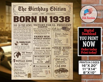 1960 Birthday NEWSPAPER Poster | 1960 Facts for Adult Birthday
