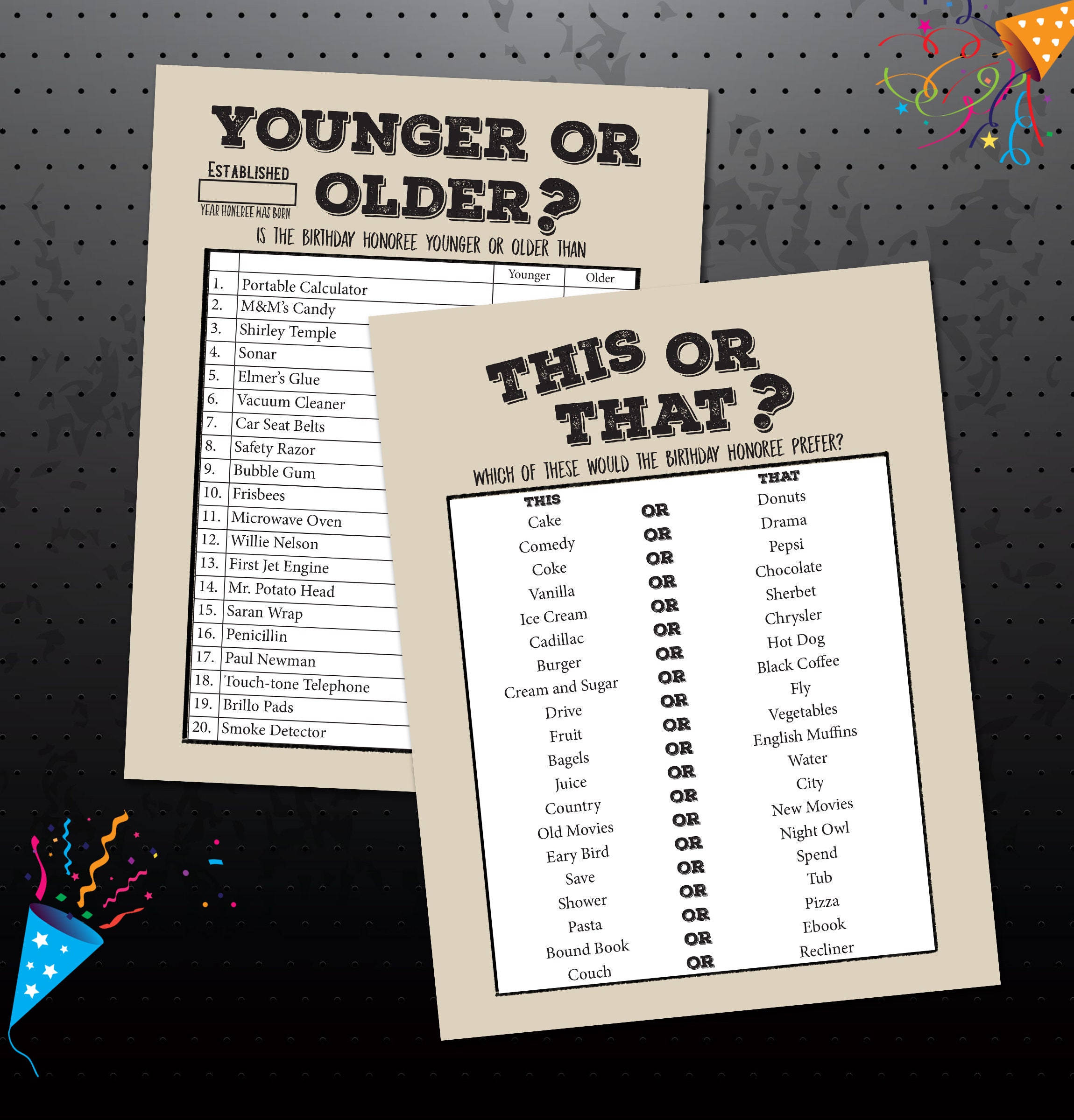 1930 Birthday Party Games 1930 Party Trivia Games Born in | Etsy