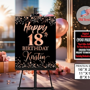18. Geburtstag Poster, personalisiertes 18. Geburtstagsschild, Partydekoration 18. Geburtstag, Geschenk 18. Geburtstag für Sie oder Ihn, geboren 2007