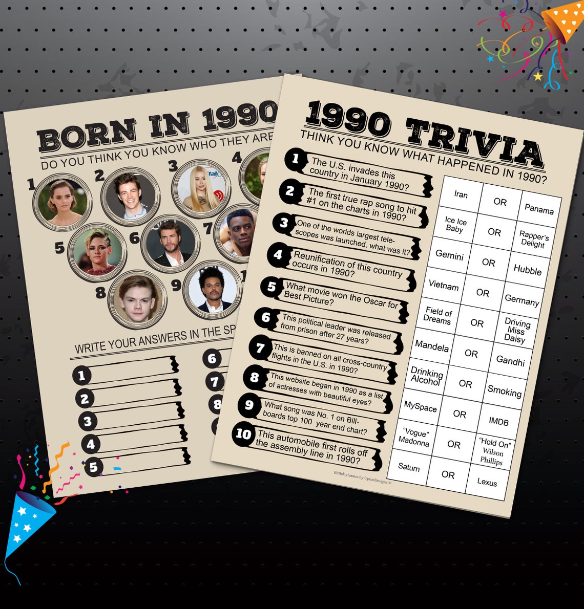 1990 Birthday Party Games 1990 Party Trivia Games Born in - Etsy