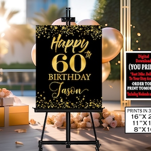 60th Birthday Poster | 1965 Birthday Decoration Sign | Born in 1965 Gift for Him or Her | Personalized Digital Printable Board