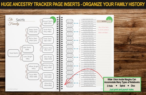 ancestry tracker a4 paper size genealogy planner inserts etsy