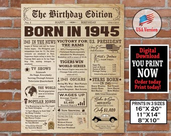 Geburtstagskarte 1945 – Vintage-Zeitungs-Geschenk Im Retro-Design Für Geburtstage & Jubiläen