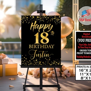 18th Birthday Poster, Personalized 18th Birthday Sign,  18th Birthday Party Decorations, 18th Birthday Gift for Her or Him, Born in 2006