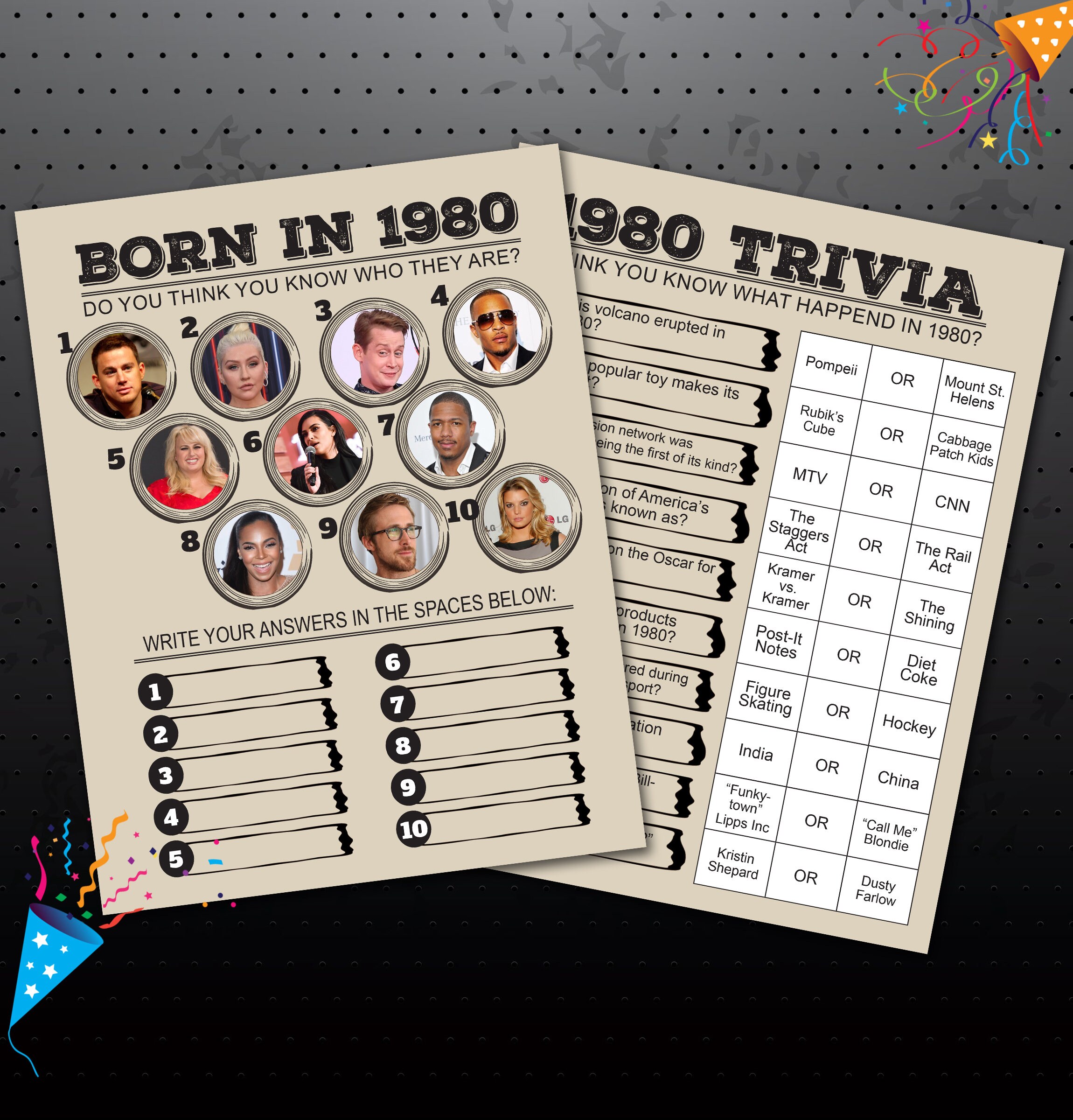 1980 Birthday Party Games 40th Party Trivia Games Born in | Etsy