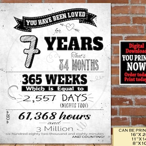 7th Birthday You Have Been Loved PRINTABLE Poster | 7th Birthday Party Decoration Sign | 7th Birthday Gift | 7th Birthday Ideas -Digital