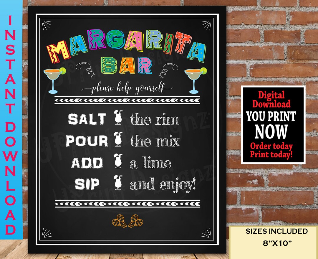 Margarita Bar Sign Printable, Fiesta Margarita Bar Sign , Fiesta Party ...