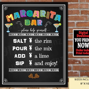 Margarita Bar Sign Printable, Fiesta Margarita Bar Sign , Fiesta Party Decor, Fiesta Decorations, DIY Margarita Bar Sign,  Instant Download