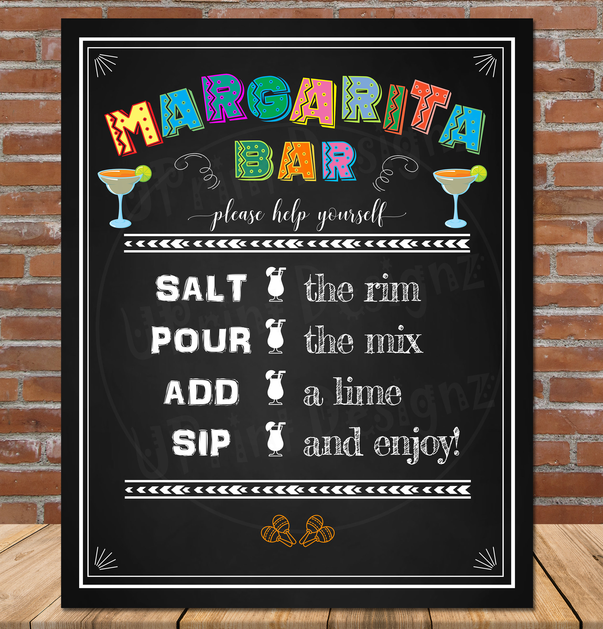 Margarita Bar Sign Printable Fiesta Margarita Bar Sign Etsy