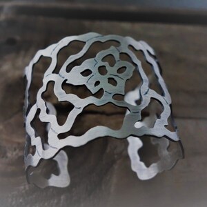 sterling silver rose cuff bracelet