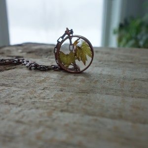 copper/resin maple leaf pendant