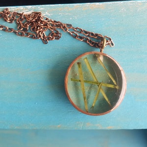 copper/resin grass pendant