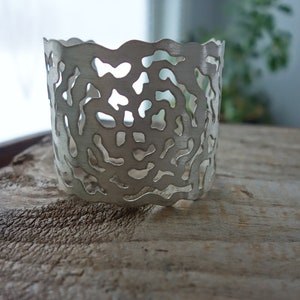 sterling silver complex rose cuff bracelet