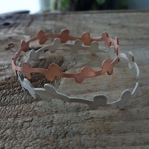 copper/silver fern bangle bracelet set