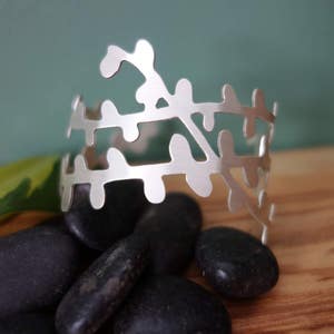 sterling silver ferns cuff bracelet
