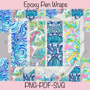 Preppy|Inspired Epoxy Pen Wraps| Inkjoy Glitter Pen Waterslide Wrap|Glitter Pen PNG|Pen Wrap SVG| SET of 4 patterns