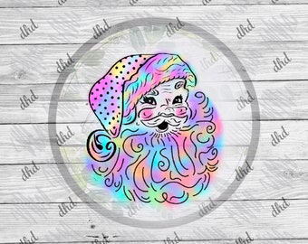 Clipart di Babbo Natale ad acquerello: PNG di Natale rosa, festa femminile (download digitale)
