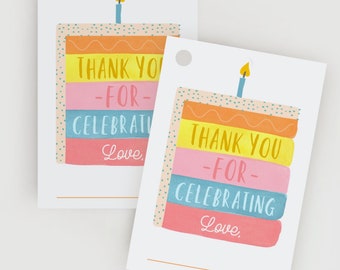 Birthday | Digital Birthday Cake Thank You Gift Tags