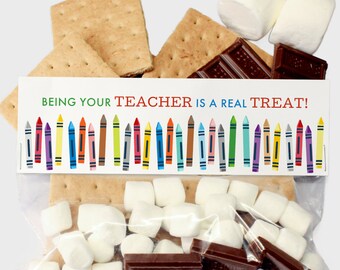 School | Digital School Teacher Coloring Student Treat Bag Topper