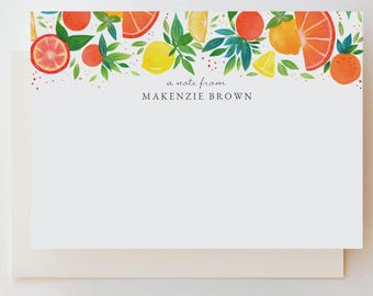 Citrus Personalized Note Card Stationery (Digital Download)