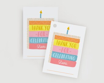 Birthday Cake Thank You Gift Tags