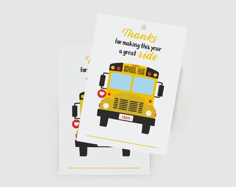 School Bus Driver Thank You Gift Tags