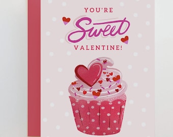 Valentines | Sweet Cupcake Valentine Digital Folded Card with coordinating envelope