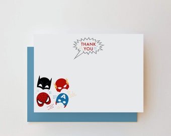 Superhero Birthday Party Thank You Note Cards