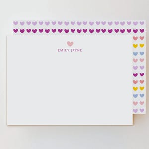 Hearts | Flat Print or Digital Personalized Rainbow Hearts Note Cards