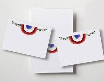 Patriotic bunting place cards or food cards, memorial day place cards or food cards, fourth of july place cards or food cards