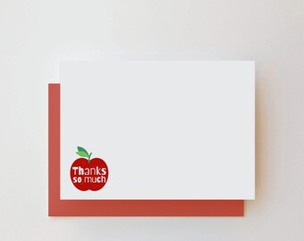 Apple Teacher Thank You Note Cards