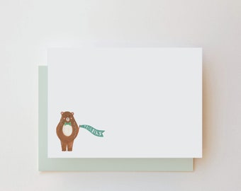 Bear Baby Boy Thank You Note Cards