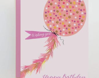 Birthday | Pink Balloon Folded Birthday Card with coordinating envelope