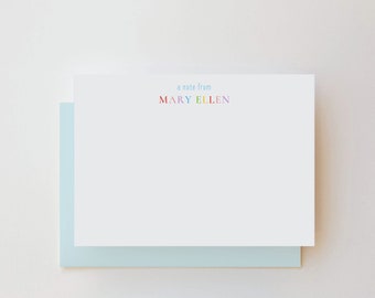 Rainbow Personalized Name Note Card Stationery