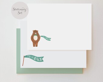 Bear and Banner Boy Stationery Set