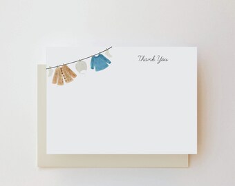 Baby Boy Clothesline Thank You Note Cards