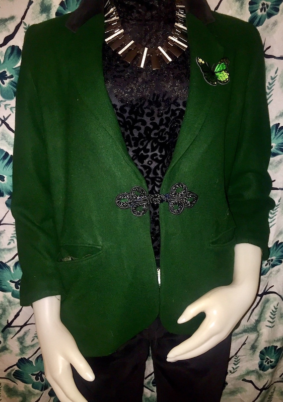 2Pc /Green Wool Blazer w/Velvet trim Collar by Cam