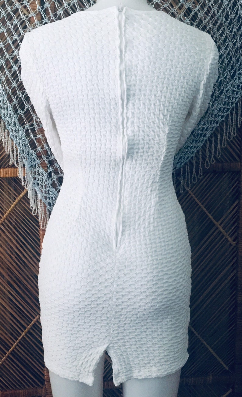 Size Small Vintage mid 90s White Fitted Long Sleeved Mini with Puckered Texture