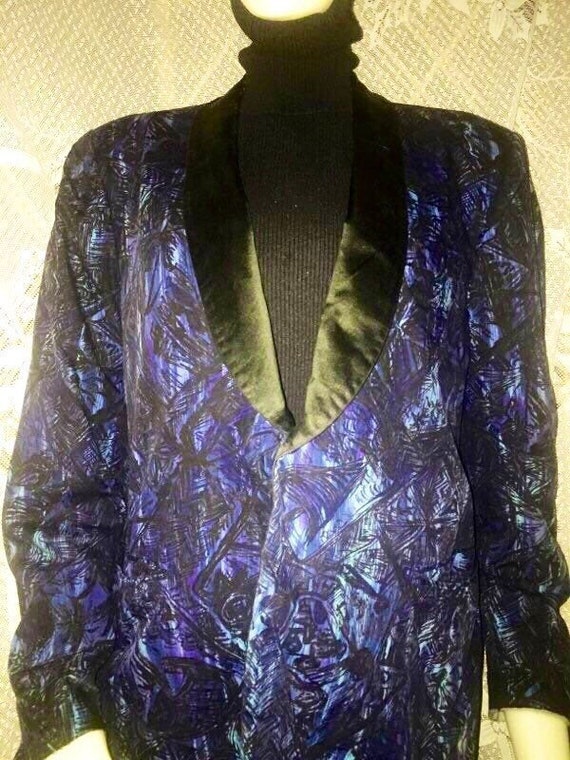 Blue and Black 1950s Vintage Tuxedo/ Smoking Jacke
