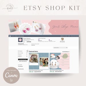 Etsy Shop Branding Kit Bundle | Listing Template Designs | Etsy Shop Banner Templates | Editable Canva Etsy Banner Mockup | Pastel Branding