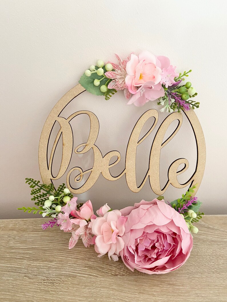 Name Hoop Personalised Flower Hoop Name Flower Hoop 20cm Etsy