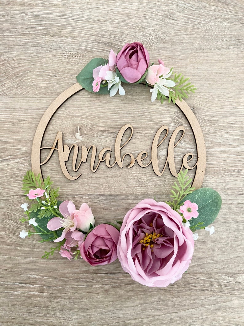 Name Hoop Personalised Flower Hoop Name Flower Hoop 20cm Etsy