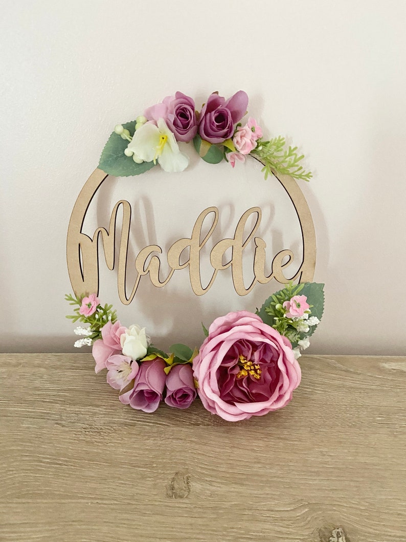 Name Hoop Personalised Flower Hoop Name Flower Hoop 20cm Etsy