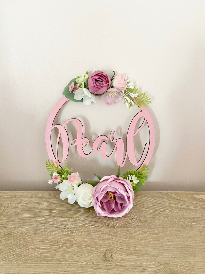 Floral Name Hoop Flower Hoop Name Flower Hoop 20cm Nursery Etsy UK