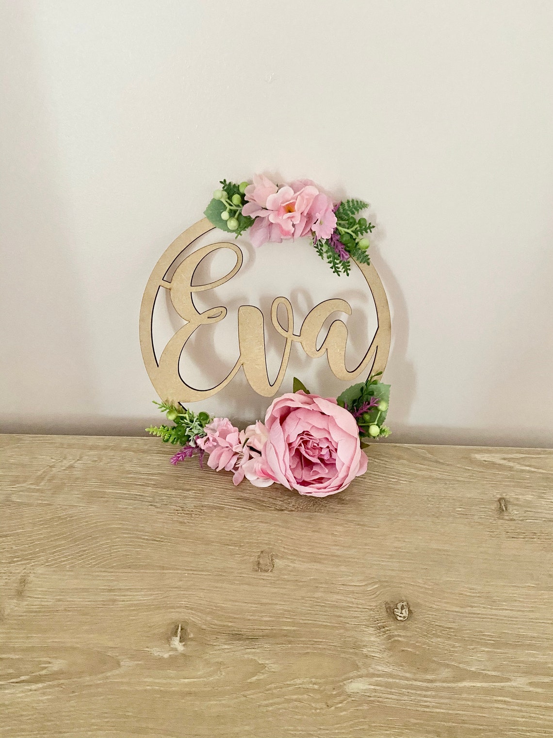 Name Hoop Personalised Flower Hoop Name Flower Hoop 20cm Etsy