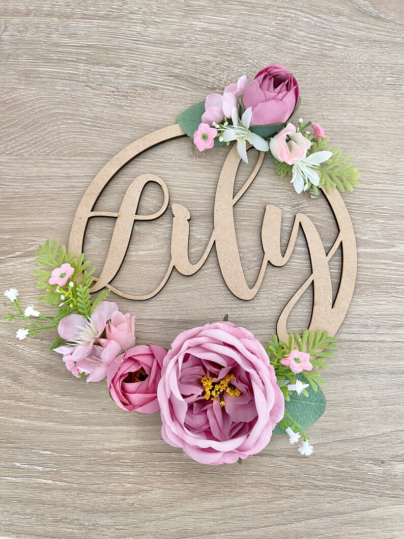 Name Hoop Personalised Flower Hoop Name Flower Hoop 20cm Etsy