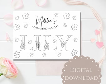 Personalised Childrens Christening Activity Colouring Placemat | Editable Kids Baptism Activity Sheet | A4 Digital Download Printable