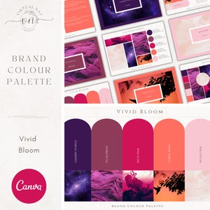Brand Colour Palette in Vivid Bloom | Bold & Bright Brand Color Palette with Hex Code CMYK | For Small Businesses | Canva Branding Kit